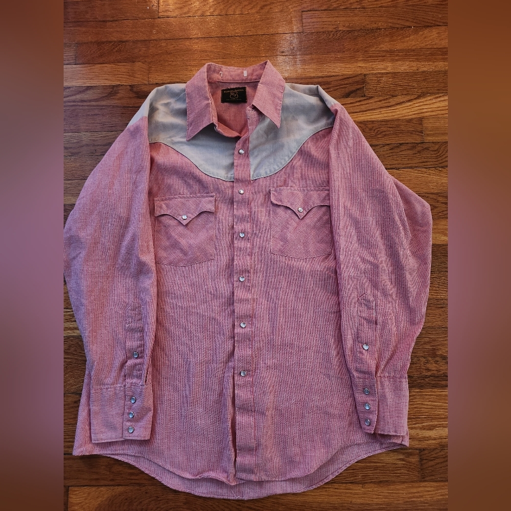 Vintage 1960s Western Peral Snap button up w/ stripes